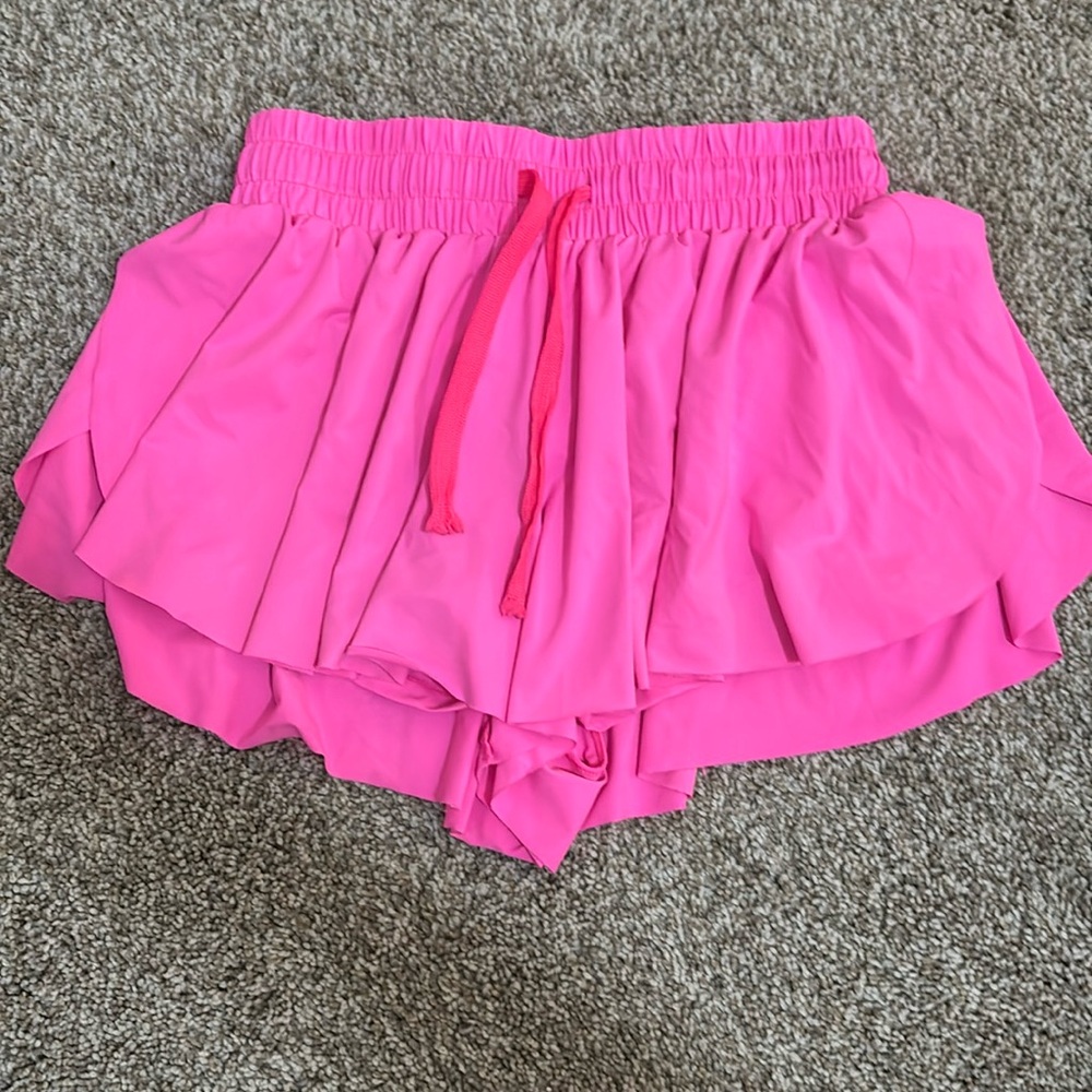 Hot pink flowy shorts, butterfly shorts